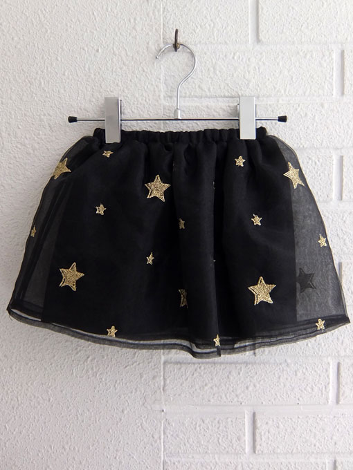 イタリア子供服 DOUUOD 秋冬コレクション 星刺繍オーガンジースカート