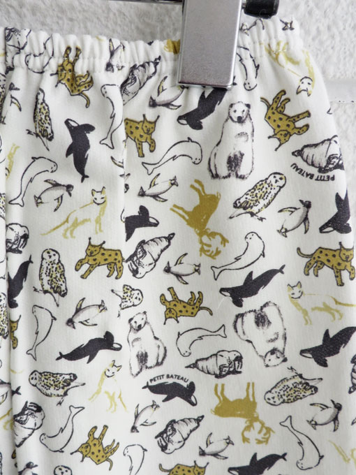 フランス子供服 PETIT BATEAU プチバトー 裏起毛プリント長袖パジャマ