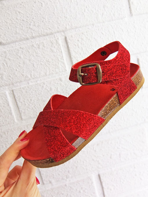 フランス子供服 BONTON ボントン German glittery sandals グリッタークロスレザーサンダル