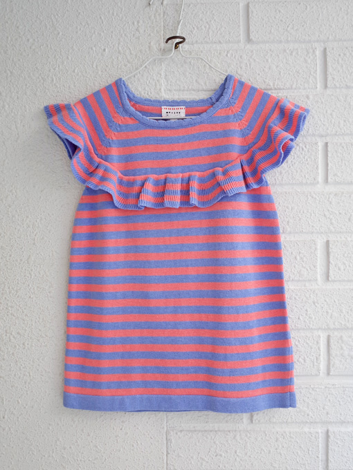 ベルギー子供服 morley ボーダーフリルニットトップス