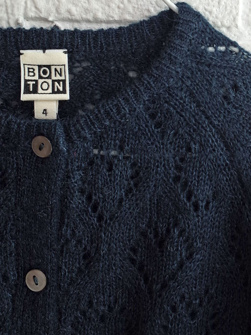 フランス子供服 BONTON 2019AW レース編みモヘアカーディガン