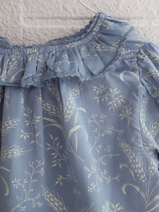 CARAMEL キャラメル Adikia Blouse, Wheat Print Crystal Blue プリントブラウス