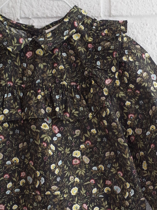 CARAMEL キャラメル Nemesis Dress, Liberty Mina Dark Green リバティフリルワンピース