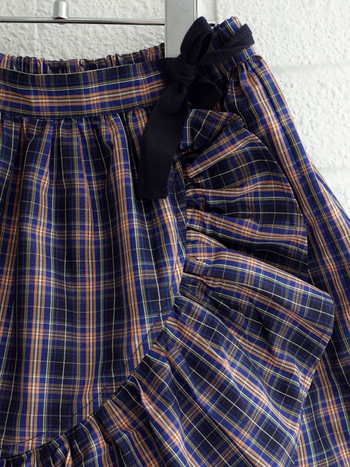 CARAMEL キャラメル Comana Skirt, Navy Check チェックフリルスカート