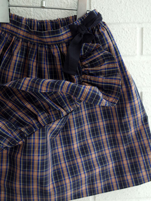 CARAMEL キャラメル Comana Skirt, Navy Check チェックフリルスカート