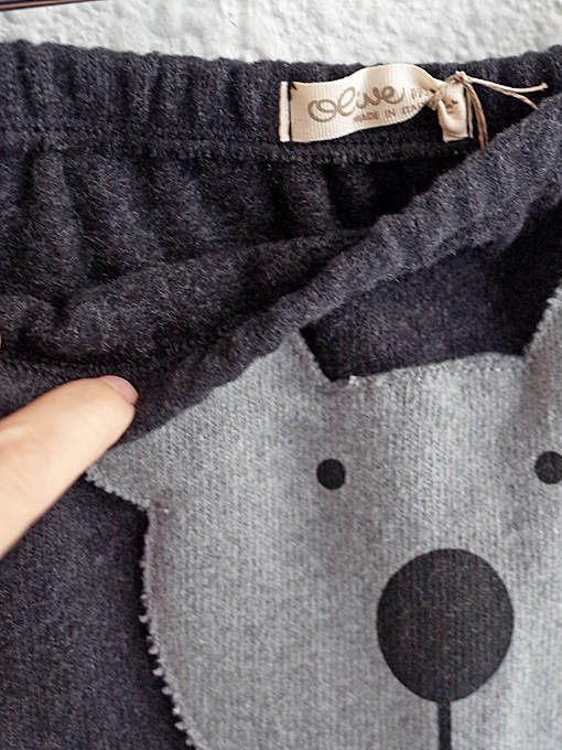 くまアップリケサルエルパンツ イタリアベビー服 OLIVE オリーブ
