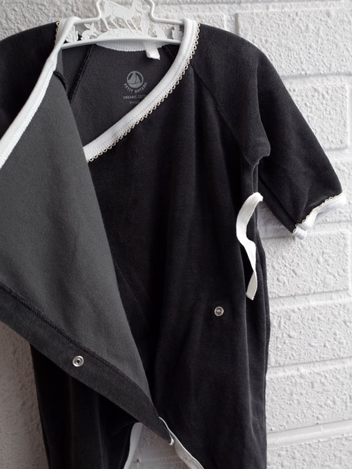 petit bateau プチバトー スタイ付きベロアロンパース