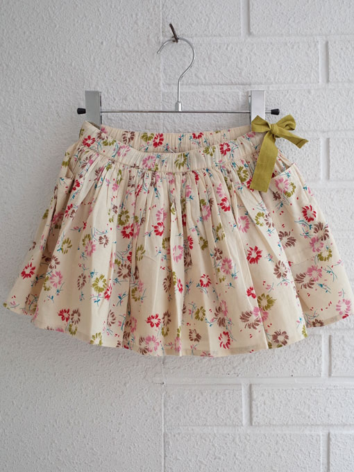 CARAMEL キャラメル caramel baby&child Iris Skirt, Painted Flower Print Cream プリントフレアスカート