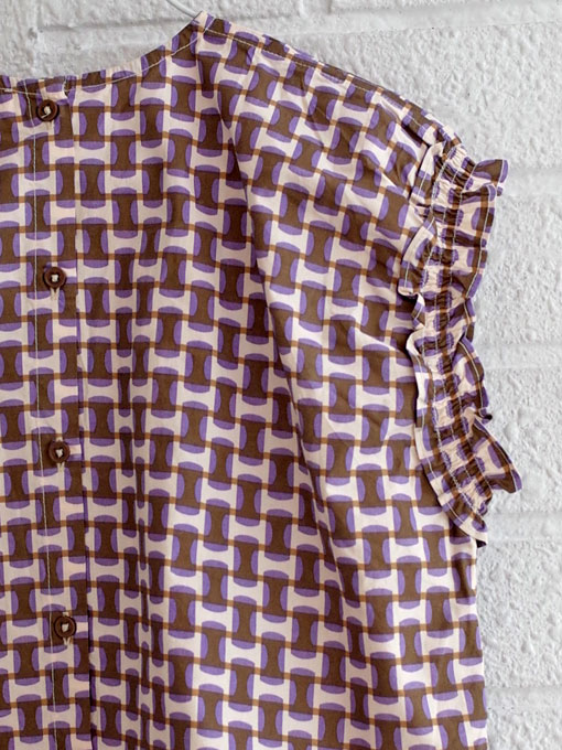 CARAMEL キャラメル caramel baby&child Lavender Top, Lilac Geo Print プリントノースリーブブラウス