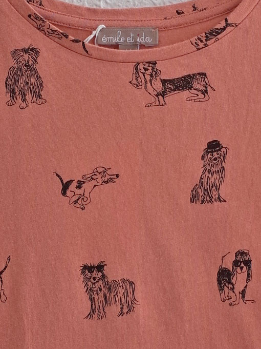 emile et ida エミールエイダ フランス子供服 犬プリントTシャツ