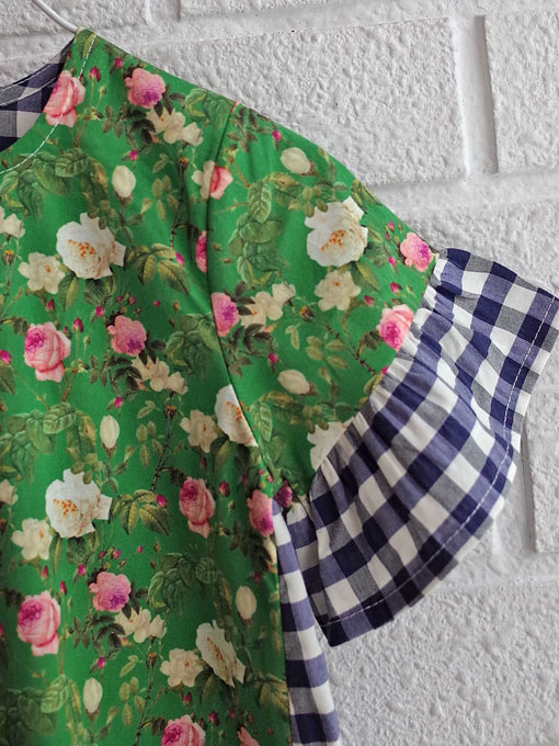 イタリア子供服 OLIVE オリーブギンガム花柄ワンピース