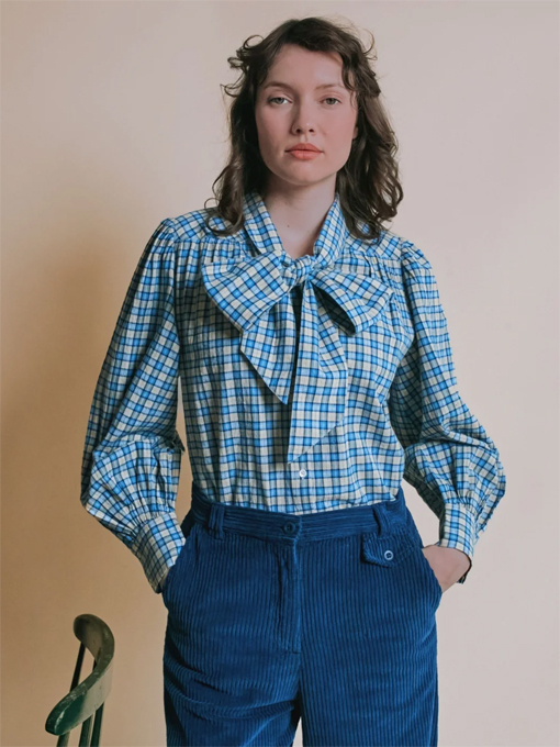 emile et ida woman　EMERA　チェックタイブラウス