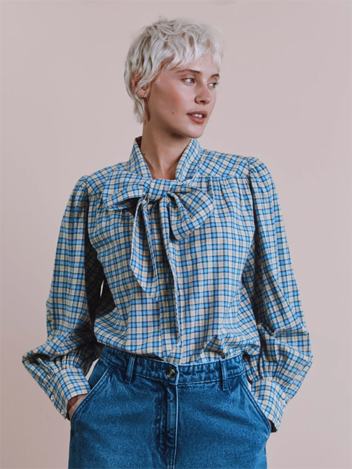 emile et ida woman　EMERA　チェックタイブラウス