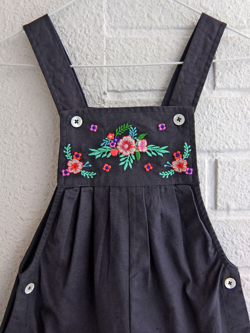 BONTON ボントン 刺繍リネン混サロペット