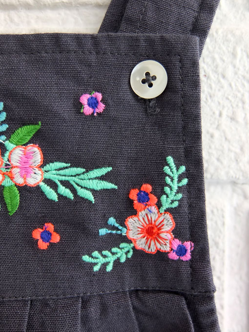 BONTON　ボントン　刺繍リネン混サロペット