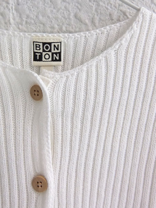 【SALE 30％OFF】[20SS]BONTON　長袖リブカーディガン（ホワイト） ［4才］