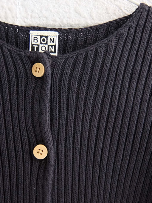 BONTON ボントン リブ長袖カーディガン