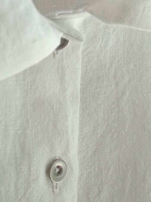 Le vestiaire de jeanne VDJ Sleeveless shirt white linen 丸襟リネンノースリーブブラウス