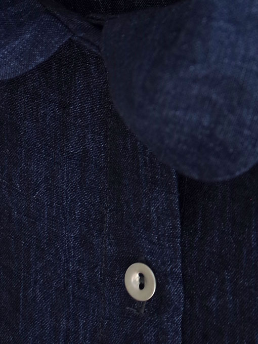 Le vestiaire de jeanne VDJ Short sleeves shirt indigo linen インディゴリネン丸襟フレンチスリーブブラウス