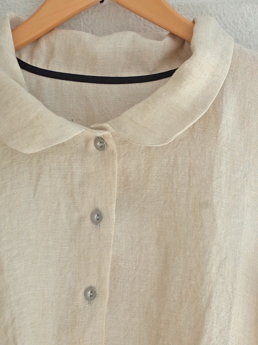 Le vestiaire de jeanne VDJ 3/4 sleeves shirt natural linen 丸襟リネン七分袖ブラウス