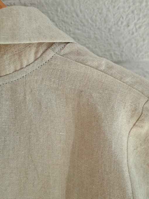 Le vestiaire de jeanne VDJ 3/4 sleeves shirt natural linen 丸襟リネン七分袖ブラウス