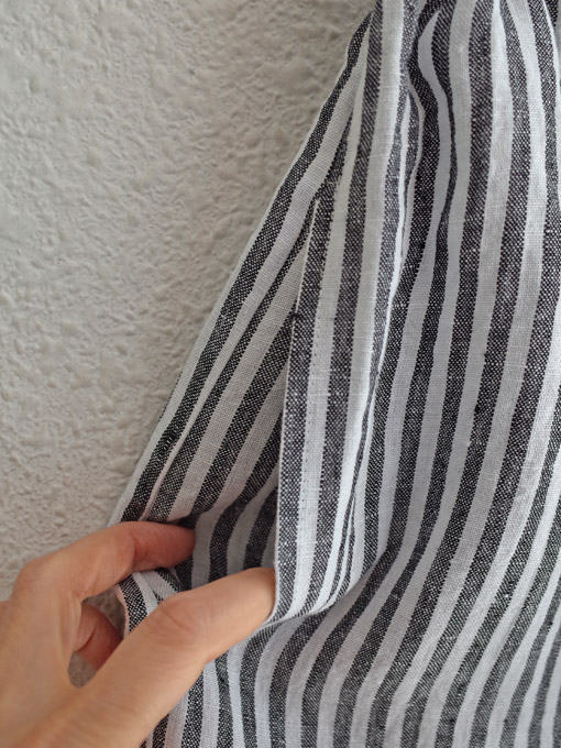 Le vestiaire de jeanne VDJ Classic trousers, light stripes linen リネンストライプロングパンツ
