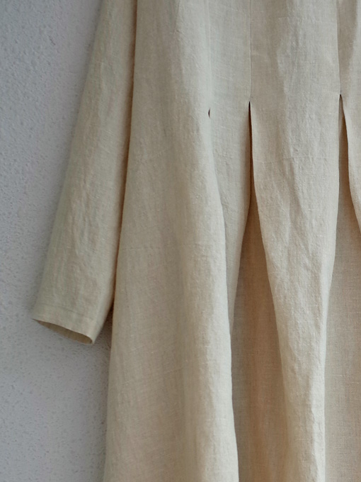 Le vestiaire de jeanne VDJ Long sleeves pleated dress natural linen リネン長袖タックロングワンピース
