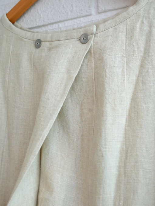 Le vestiaire de jeanne VDJ Long sleeves pleated dress natural linen リネン長袖タックロングワンピース