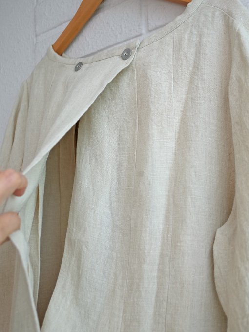 Le vestiaire de jeanne VDJ Long sleeves pleated dress natural linen リネン長袖タックロングワンピース