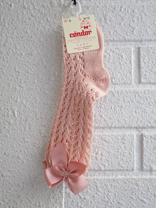 CONDOR コンドル Cotton openwork knee-high socks with bow リボン付き透かし編みコットンハイソックス  OTTI オッティ パリやイタリア、ベルギーのインポート子供服、インポートセレクトショップ