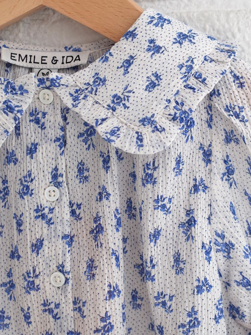 emile et ida フランス子供服　コットンクレープフリル襟ブラウス