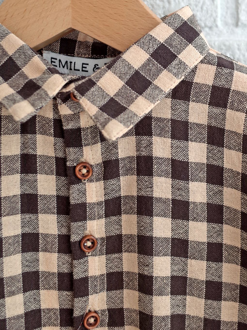 エミールエイダ emile et ida ギンガム長袖シャツ フランス子供