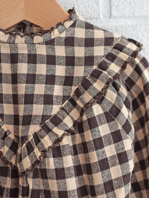 ギンガムフリルブラウス　emile et ida　フランス子供服