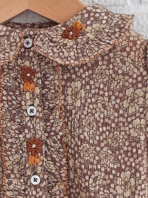 コットンクレープ花柄ブラウス　emile et ida　フランス子供服