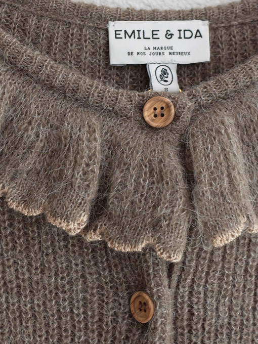 アルパカ混フリル襟ニットカーディガン　フランス大人服　レディース　emile et ida woman