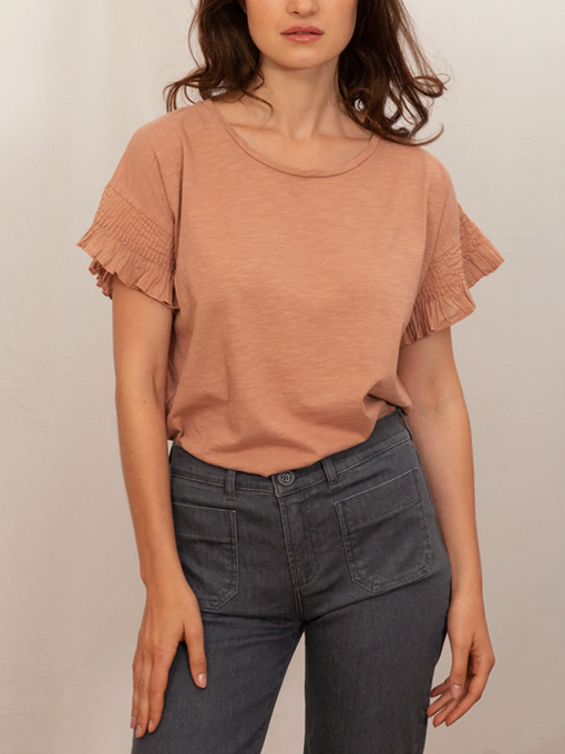 emile et ida woman　レディース　ピンタックフリル袖Tシャツ