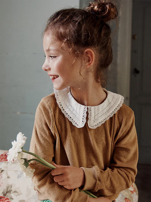 emile et ida kids　エミールエイダ　ガールズ　レース襟トレーナー