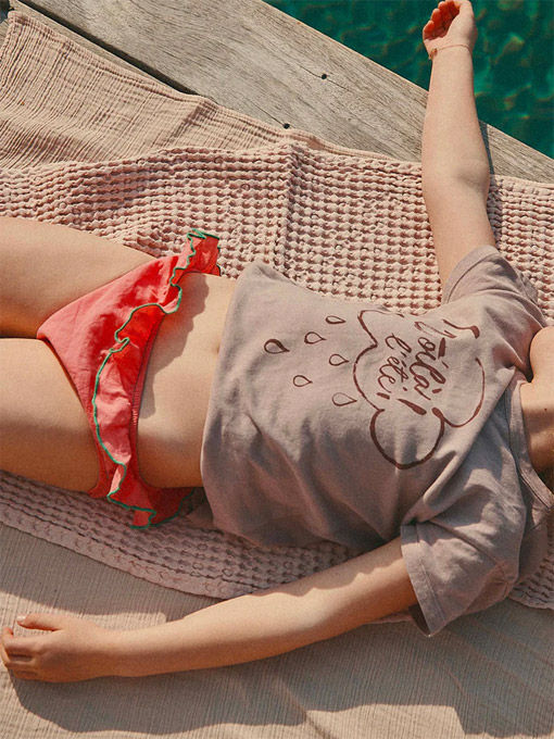 emile et ida　ガールズ　雨雲プリントTシャツ