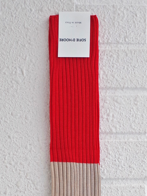 SOFIE D'HOORE　FRIDAY　コットン100％ レディース　バイカラーリブハイソックス