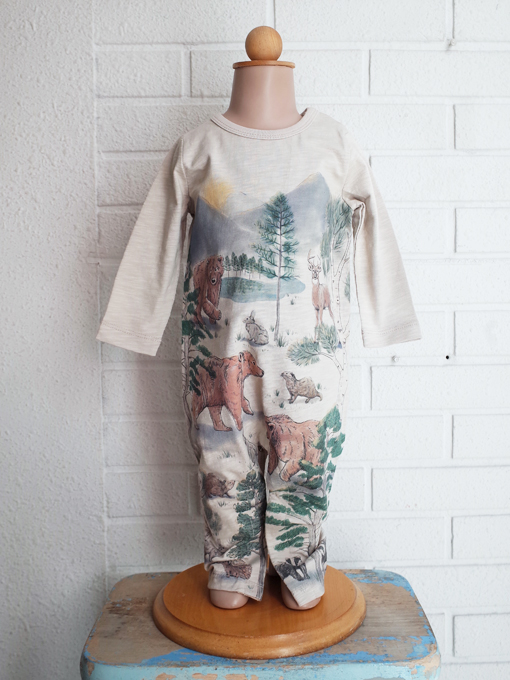 クマプリント長袖ロンパース　minihaha オーストラリア子供服