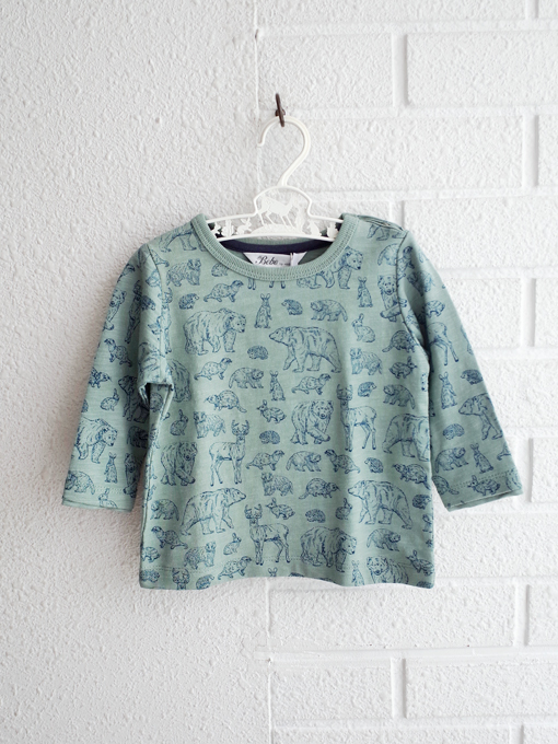 ベビー　動物プリント長袖Tシャツ　オーストラリア子供服　minihaha