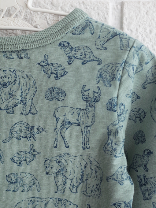 ベビー　動物プリント長袖Tシャツ　オーストラリア子供服　minihaha