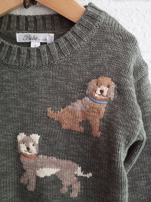 犬モチーフコットンニットセーター　minihaha オーストラリア子供服