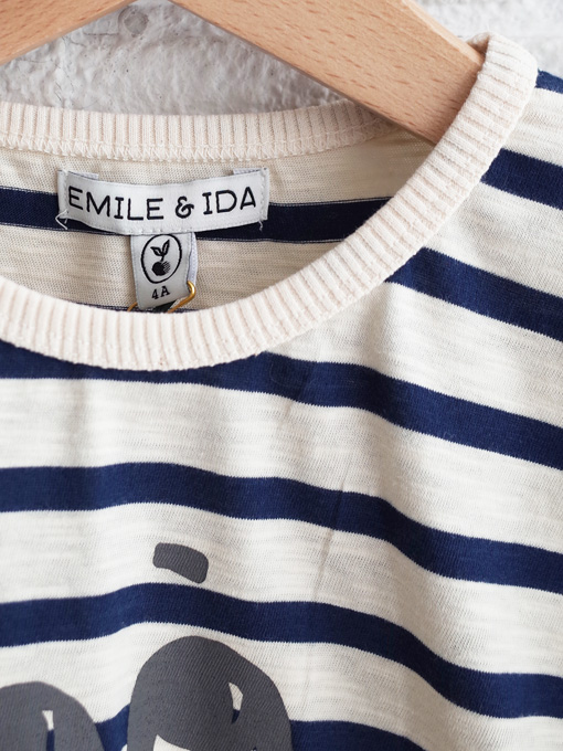 emile et ida　フランス子供服　プリントボーダー2WAYTシャツ