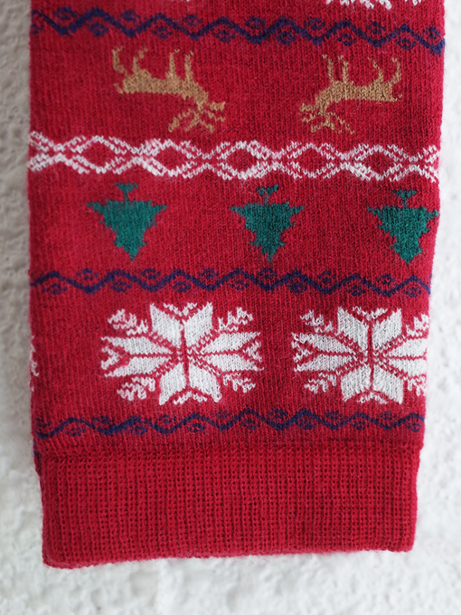 DORE DORE　クリスマスギリシャ柄ハイソックス　Long women's socks in Christmas Greek patterned wool