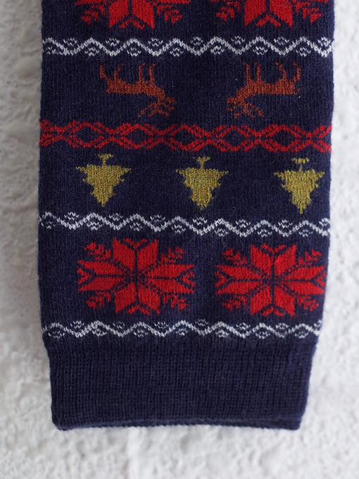 DORE DORE　クリスマスギリシャ柄ハイソックス　Long women's socks in Christmas Greek patterned wool 