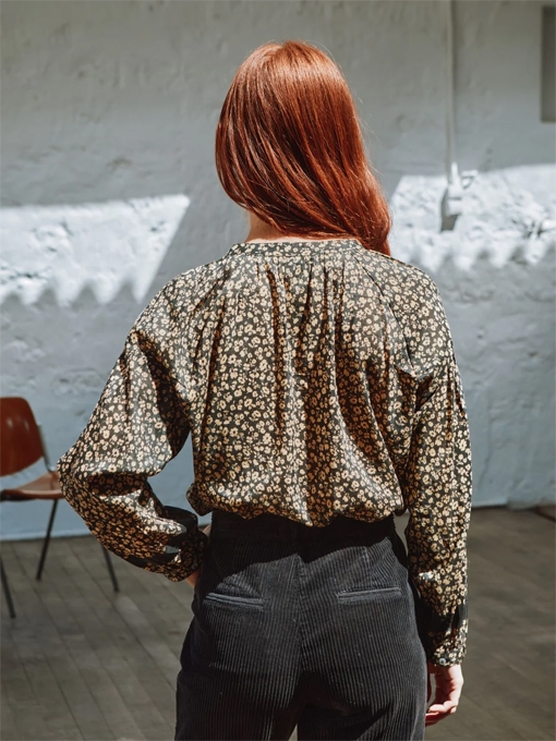 フランスブランド　emile et ida woman 　CLARA　Cotton and silk anemone button-down blouse　フラワープリントブラウス