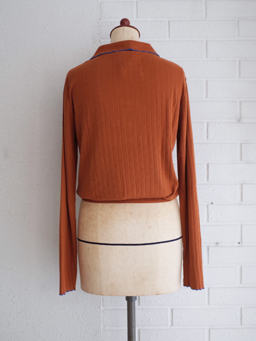 フランスブランド　emile et ida woman 　エミールエイダ　CYRANO　Caramel pointelle modal polo　針抜きポロシャツ