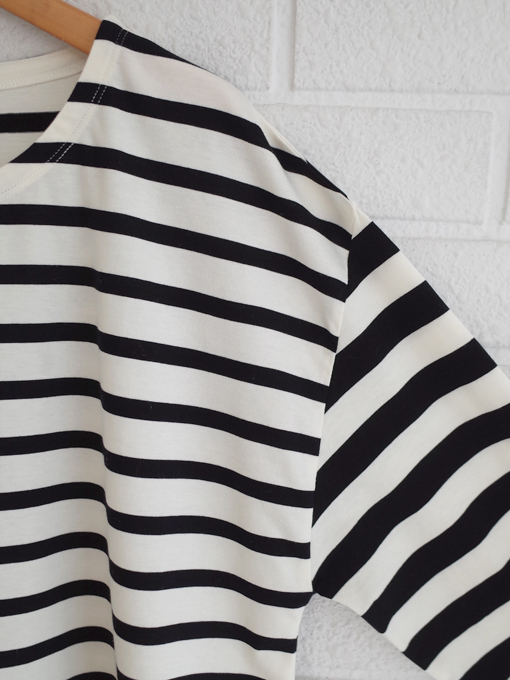 フランスブランド emile et ida woman エミールエイダ CYBELE Ecru and black organic cotton sailor t-shirt ボーダー長袖Tシャツ