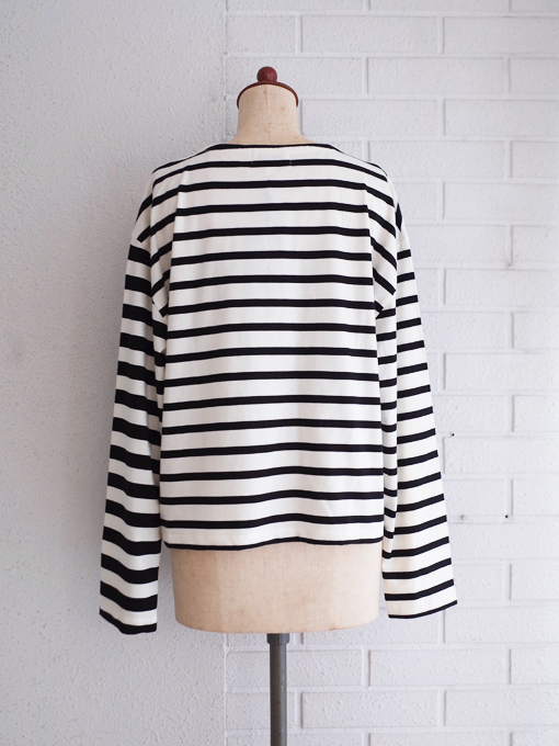 フランスブランド emile et ida woman エミールエイダ CYBELE Ecru and black organic cotton sailor t-shirt ボーダー長袖Tシャツ